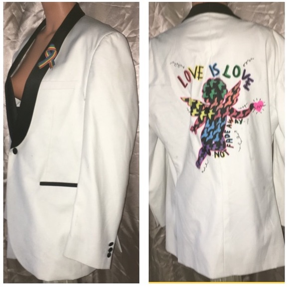 Handmade🌈Love is Love/One Love🌈Jacket Blazer Top - Picture 3 of 8